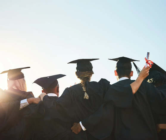 graduating students in caps and gowns